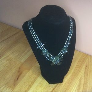 3 strands faux gun metal necklace